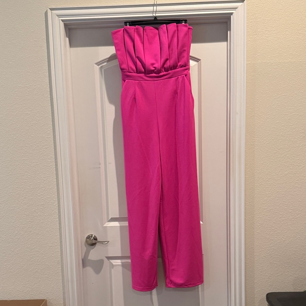Entro Vibrant Pink Strapless Jumpsuit